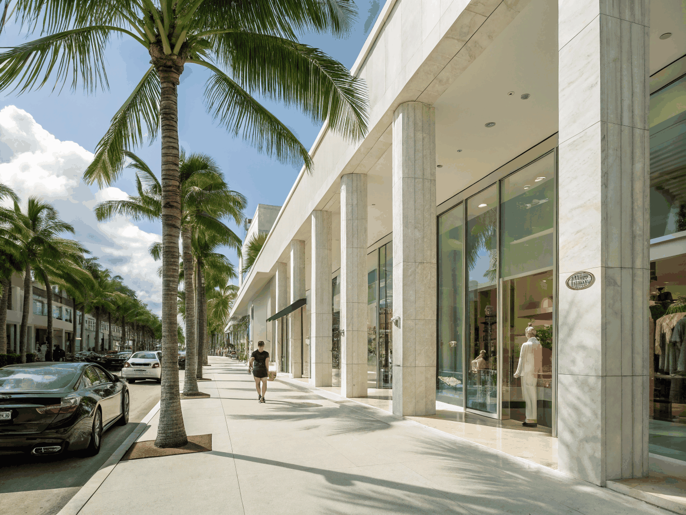 Documentary architectural photograph of Miami Design District structural masonry and promenade