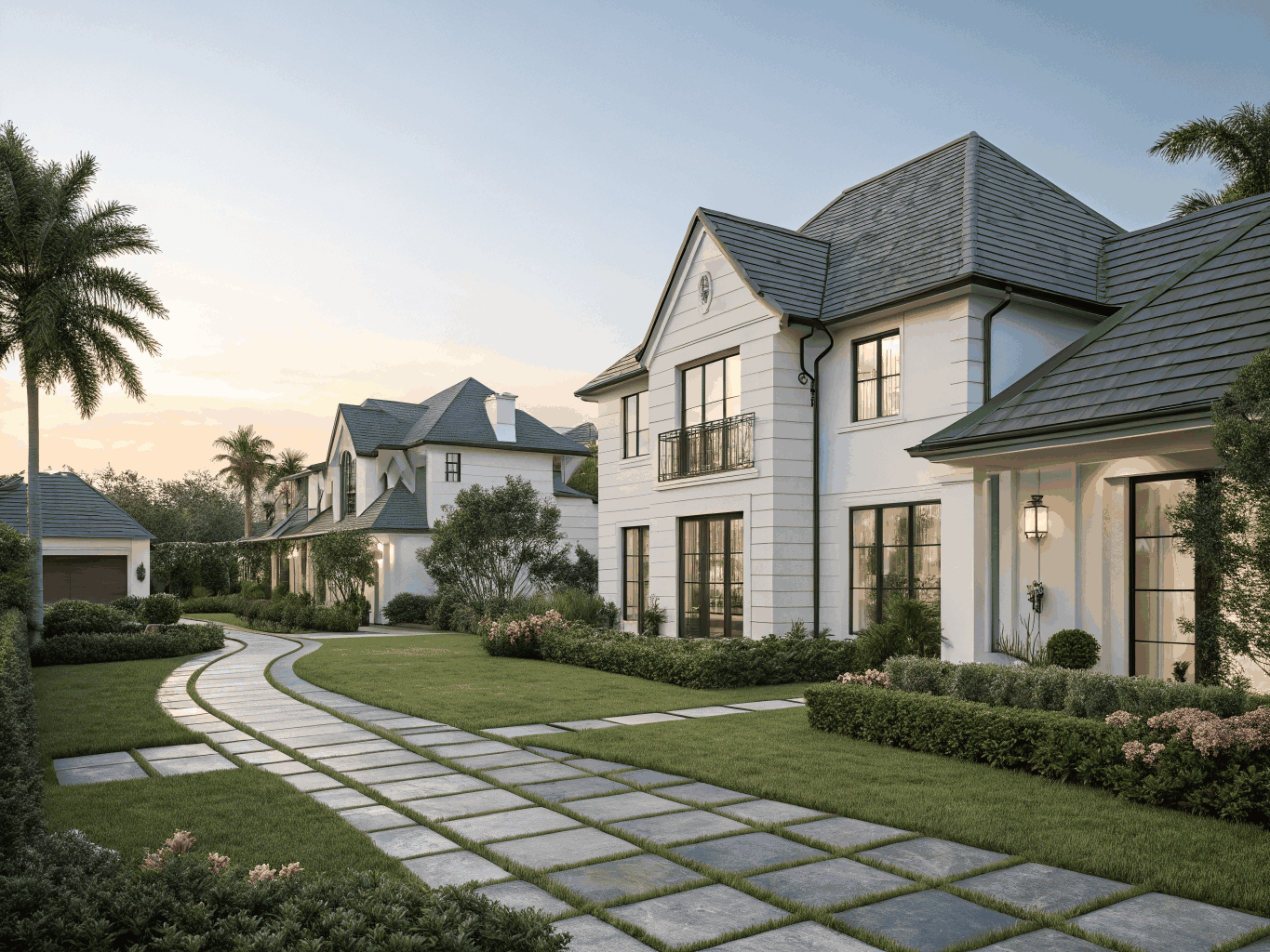 Documentary architectural photograph of modern Doral residential enclave