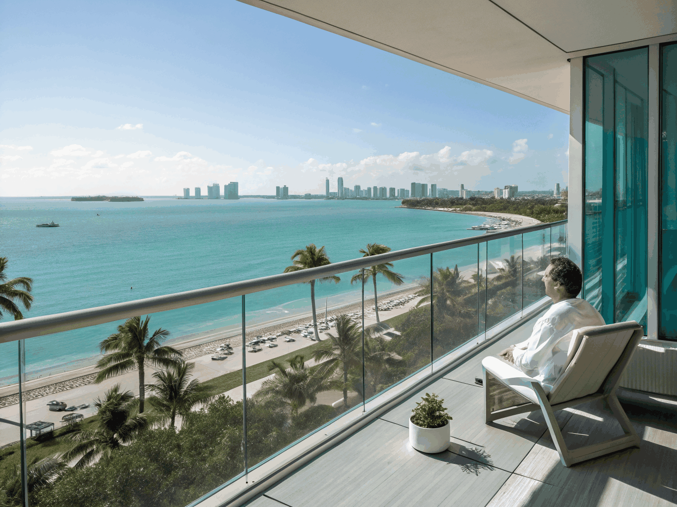 Documentary architectural photograph of Edgewater glass architecture facing the bay
