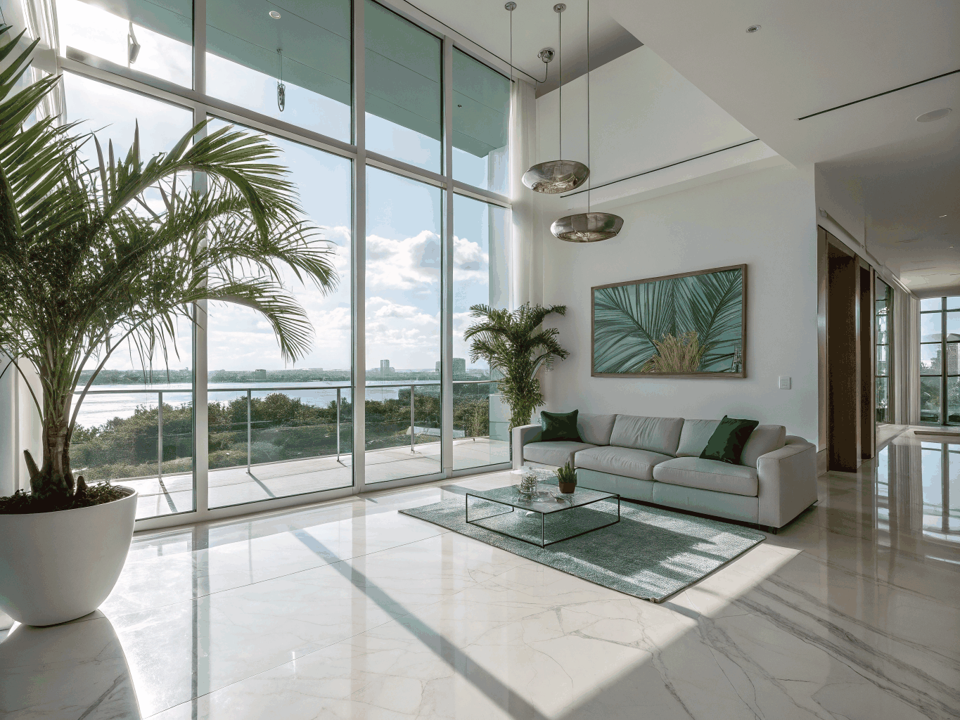 Refined interior architectural detail in modern Miami residence