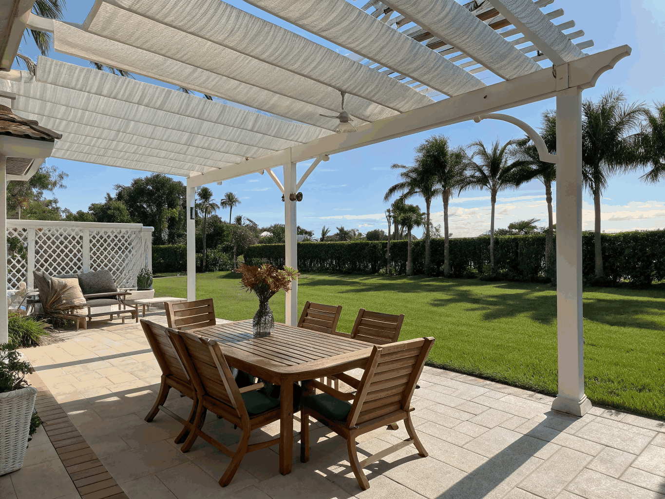 Documentary architectural photograph of South Miami low-slung residential courtyard