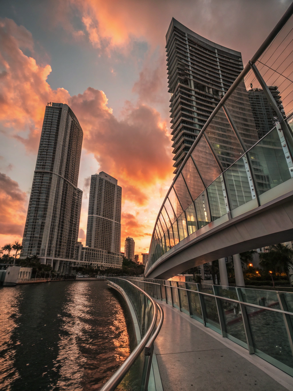Waterfront promenade along Biscayne Bay in Brickell