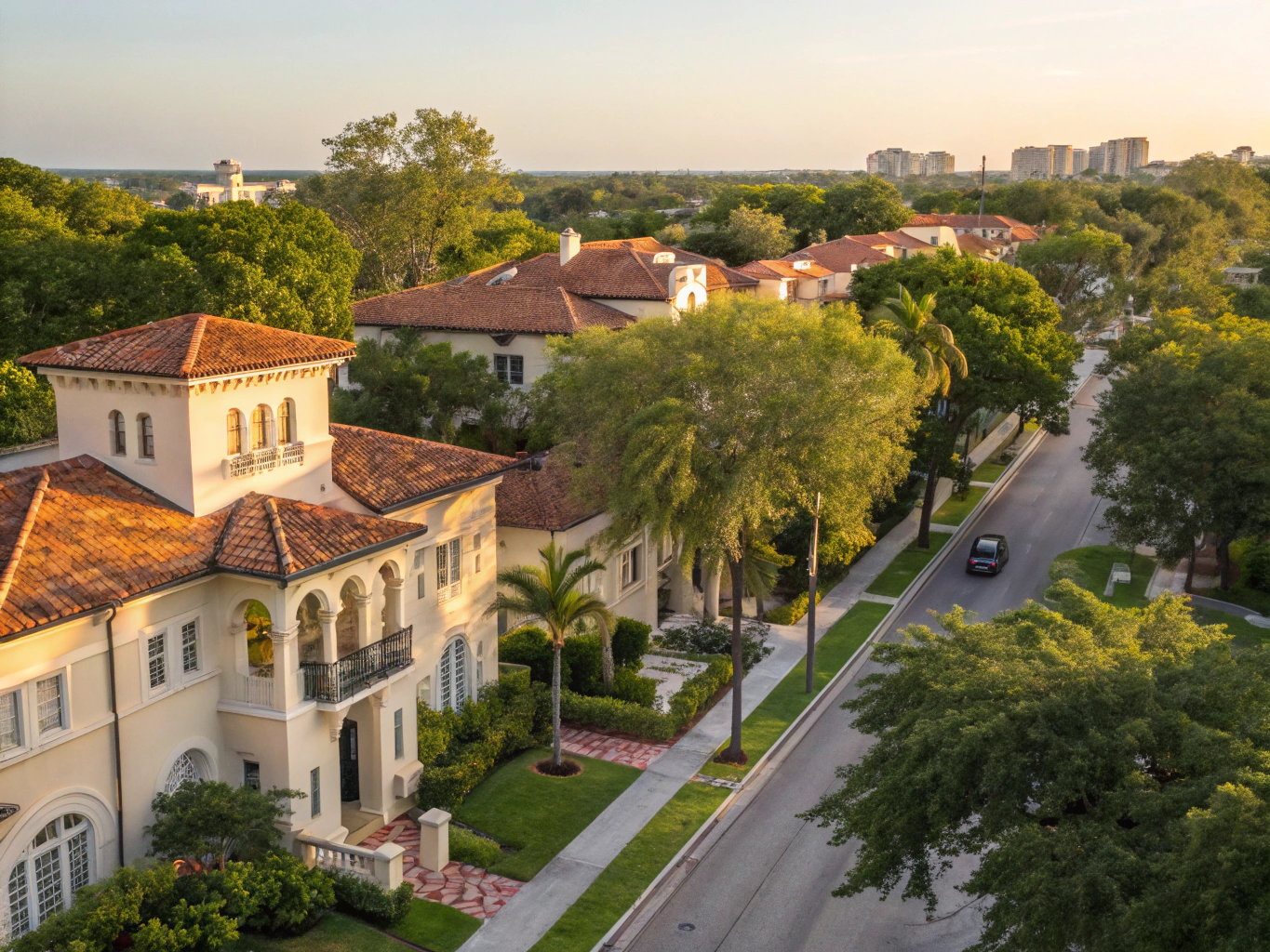 Leafy residential street in High Pines with mature trees and established homes.