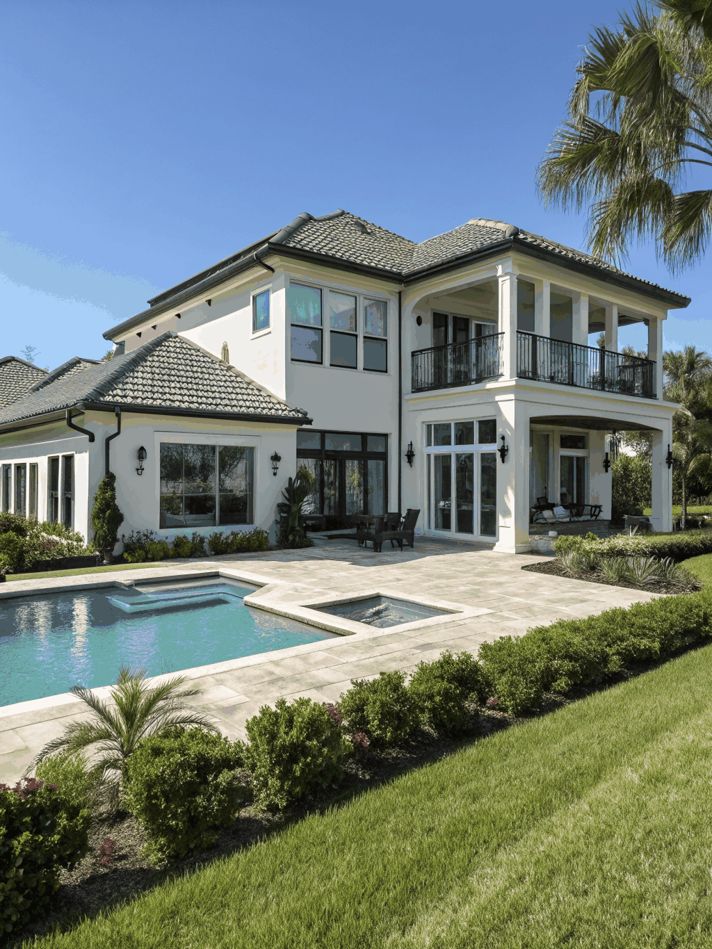 Substantial single-family estate residence with expansive grounds and mature palms in Palmetto Bay